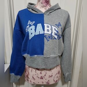 Blue and Gray Graphic Hoodie